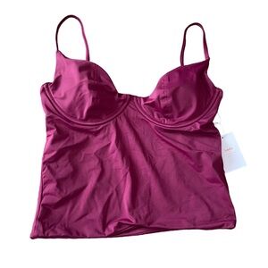 NWT Andie The Canary Tankini Top Plum Large